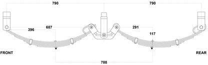 LoadForce 60mm 6 Leaf Roller Rocker Kit - 3000kg - 13-14" Wheels - Black