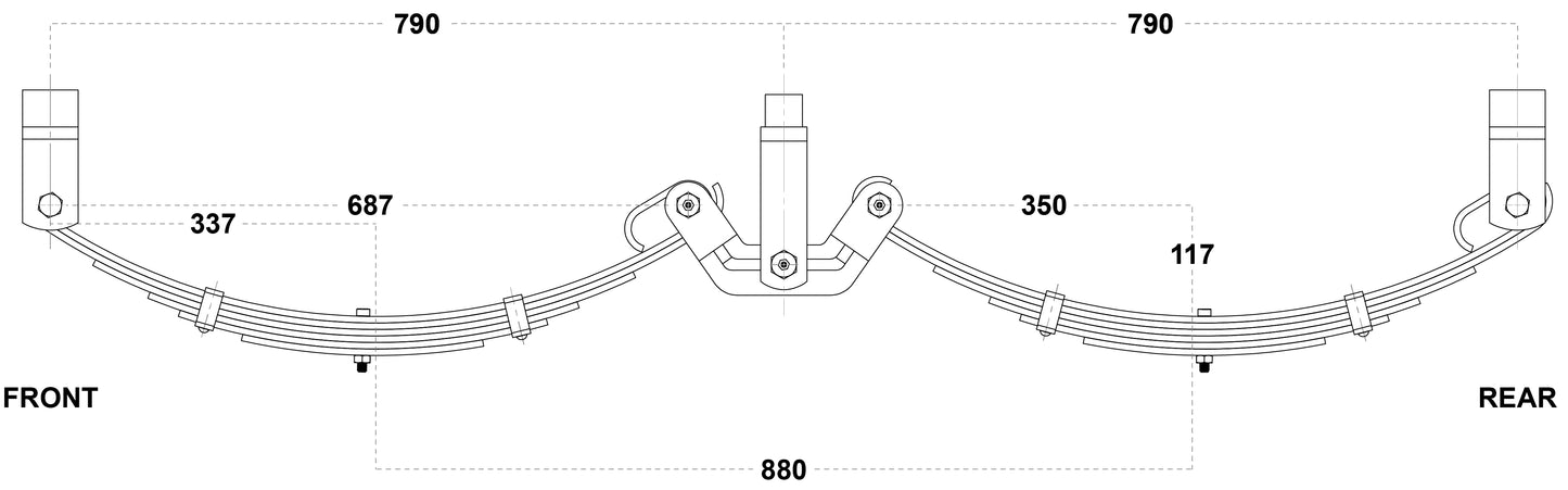 LoadForce 60mm 6 Leaf Roller Rocker Kit - 3000kg - 15-16" Wheels - Black