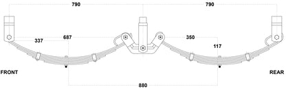LoadForce 60mm 6 Leaf Roller Rocker Kit - 3000kg - 15-16" Wheels - Black