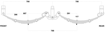 LoadForce 60mm 7 Leaf Roller Rocker Kit - 3500kg - 13-14" Wheels - Black
