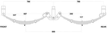 LoadForce 60mm 7 Leaf Roller Rocker Kit - 3500kg - 15-16" Wheels - Black