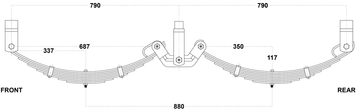 LoadForce 60mm 8 Leaf Roller Rocker Kit - 4000kg - 15-16" Wheels - Black