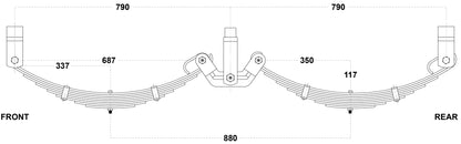 LoadForce 60mm 8 Leaf Roller Rocker Kit - 4000kg - 15-16" Wheels - Black