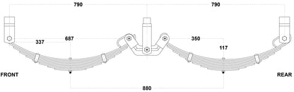 LoadForce 60mm 9 Leaf Roller Rocker Kit - 4500kg - 15-16" Wheels - Black