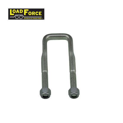 Rated 1/2in U-bolt 40mm square x 140mm long - Dacromet - Trailer Spares Direct