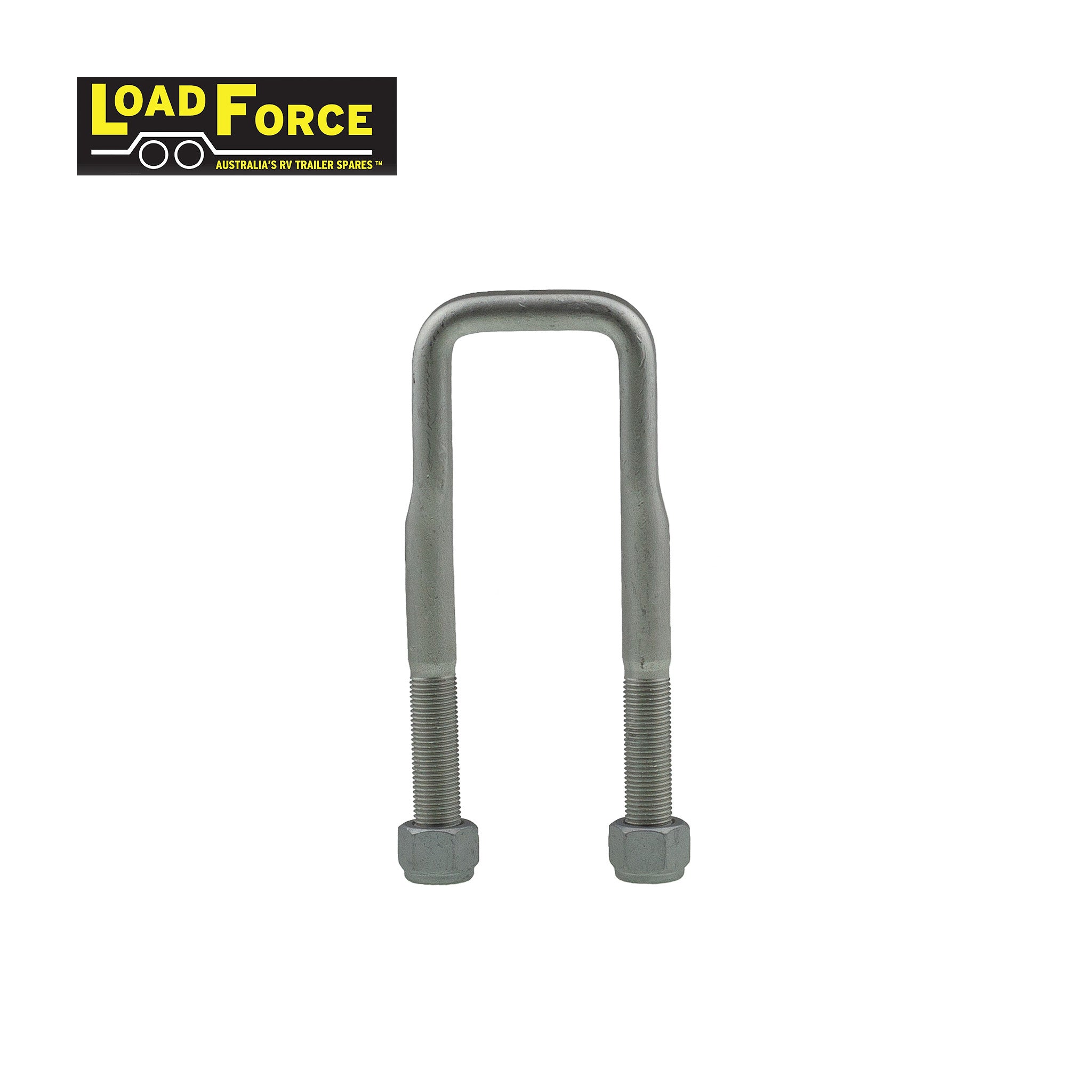 Rated 1/2in U-bolt 40mm square x 140mm long - Dacromet