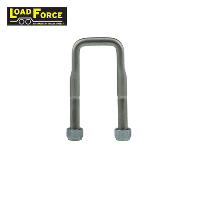 Rated 1/2in U-bolt 45mm square x 115mm long - Dacromet - Trailer Spares Direct