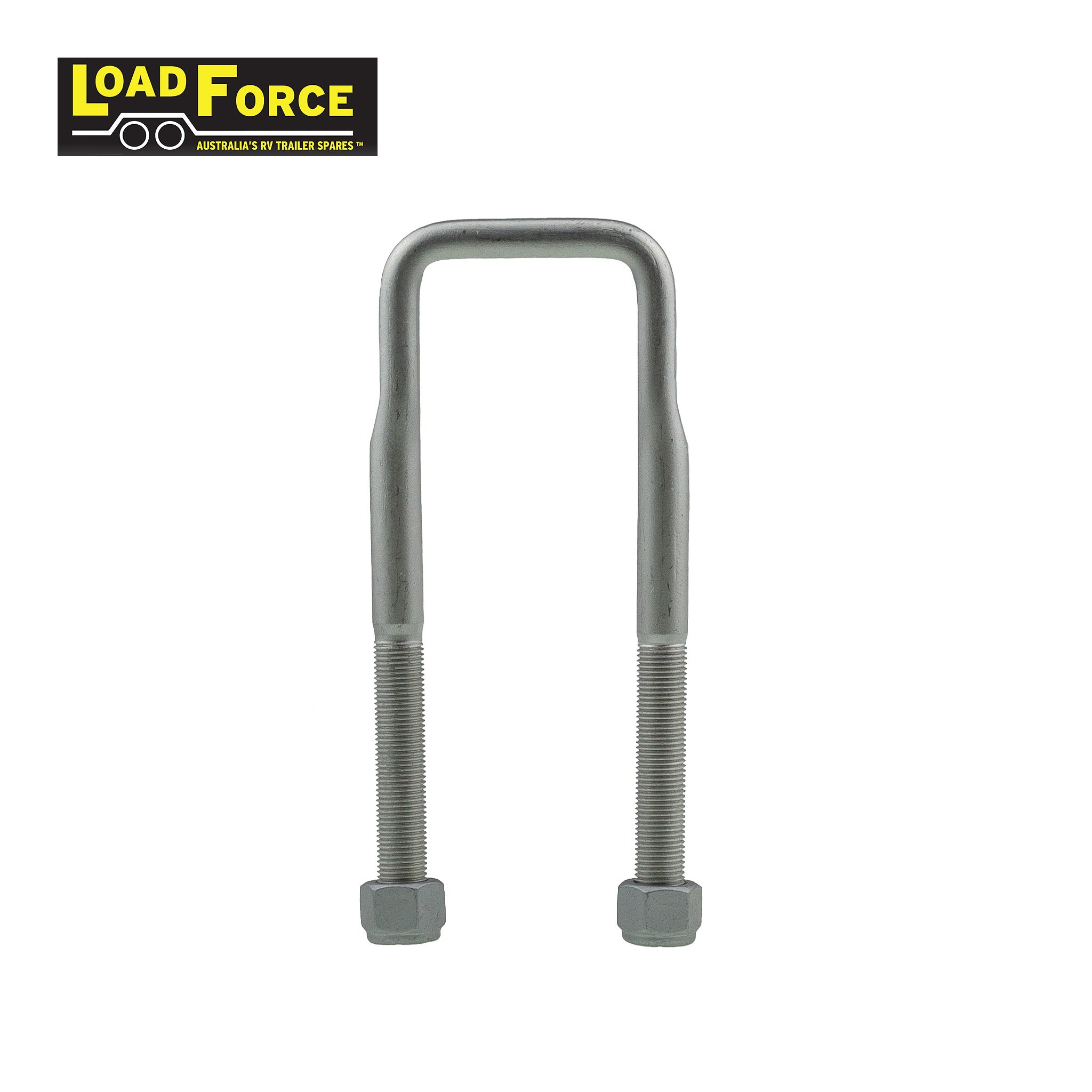 Rated 1/2in U-bolt 50mm square x 165mm long - Dacromet