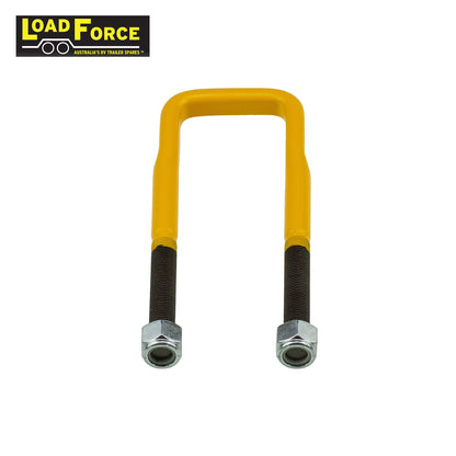 Rated 1/2in U-bolt 50mm square x 165mm long - Yellow - Trailer Spares Direct