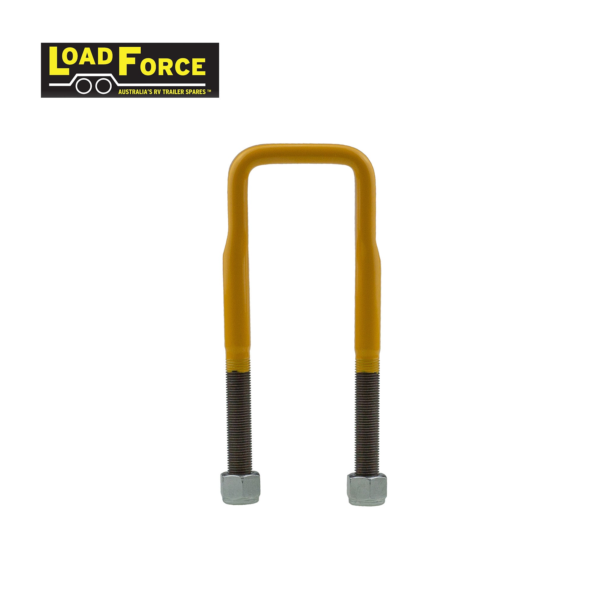 Rated 1/2in U-bolt 50mm square x 165mm long - Yellow