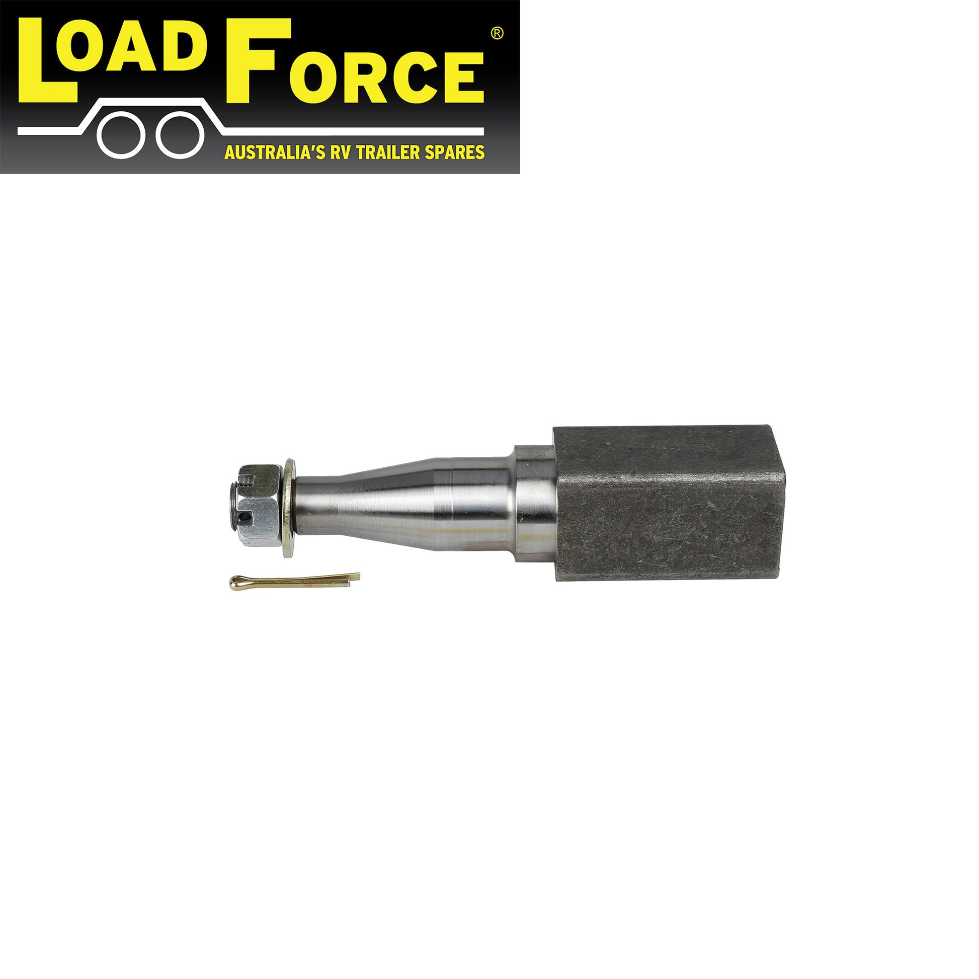 Stub Axle 8 inch Square SL Bearing Profile with nut, washer & split pin. - Trailer Spares Direct