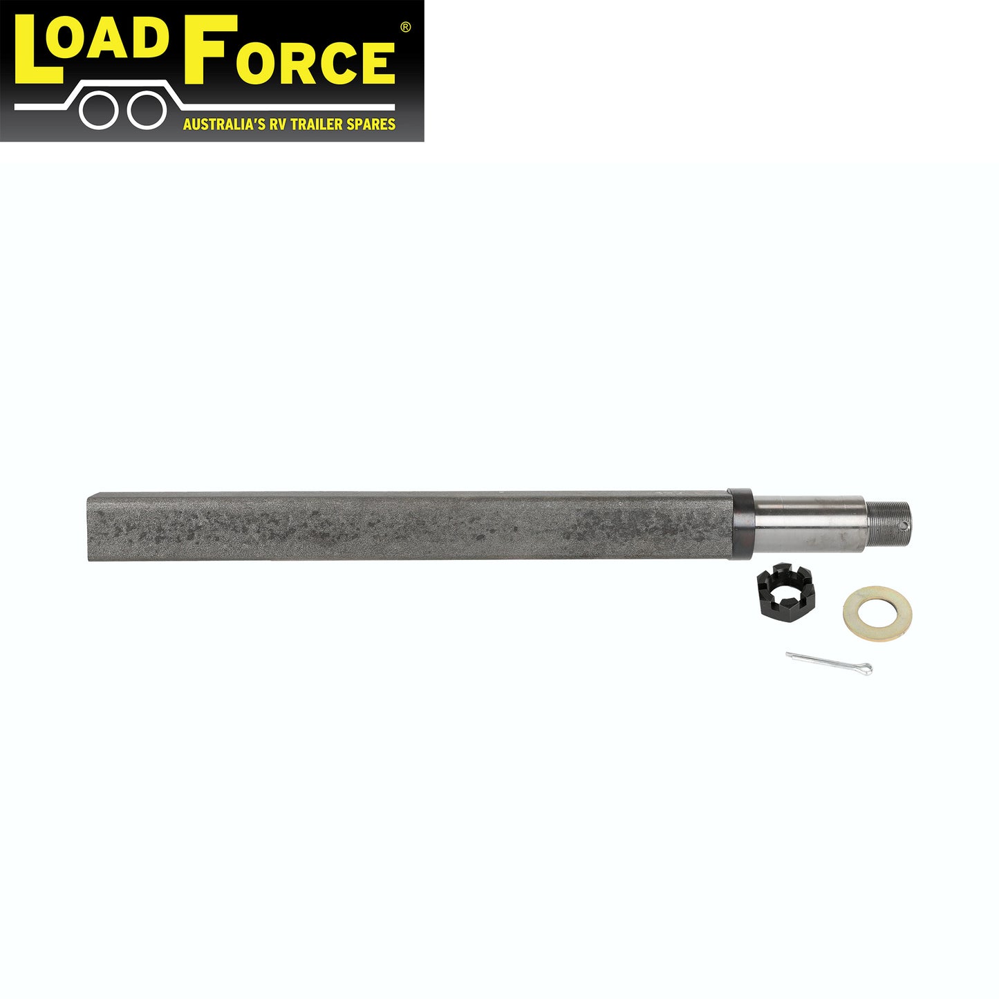 Stub Axle 50mm square 25 inch long HDP Bearing Profile - Trailer Spares Direct