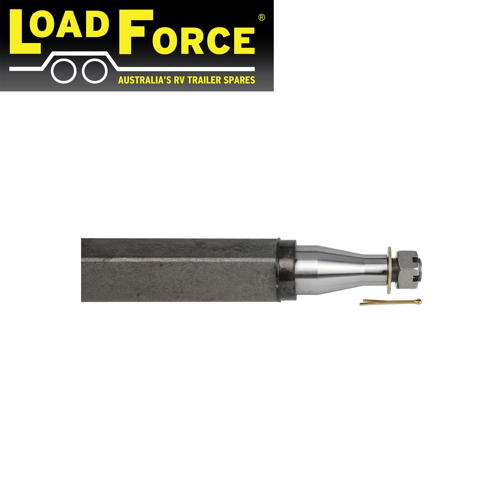 Stub axle 50mm square 25 inch (635mm) long TX bearing turn with collar
