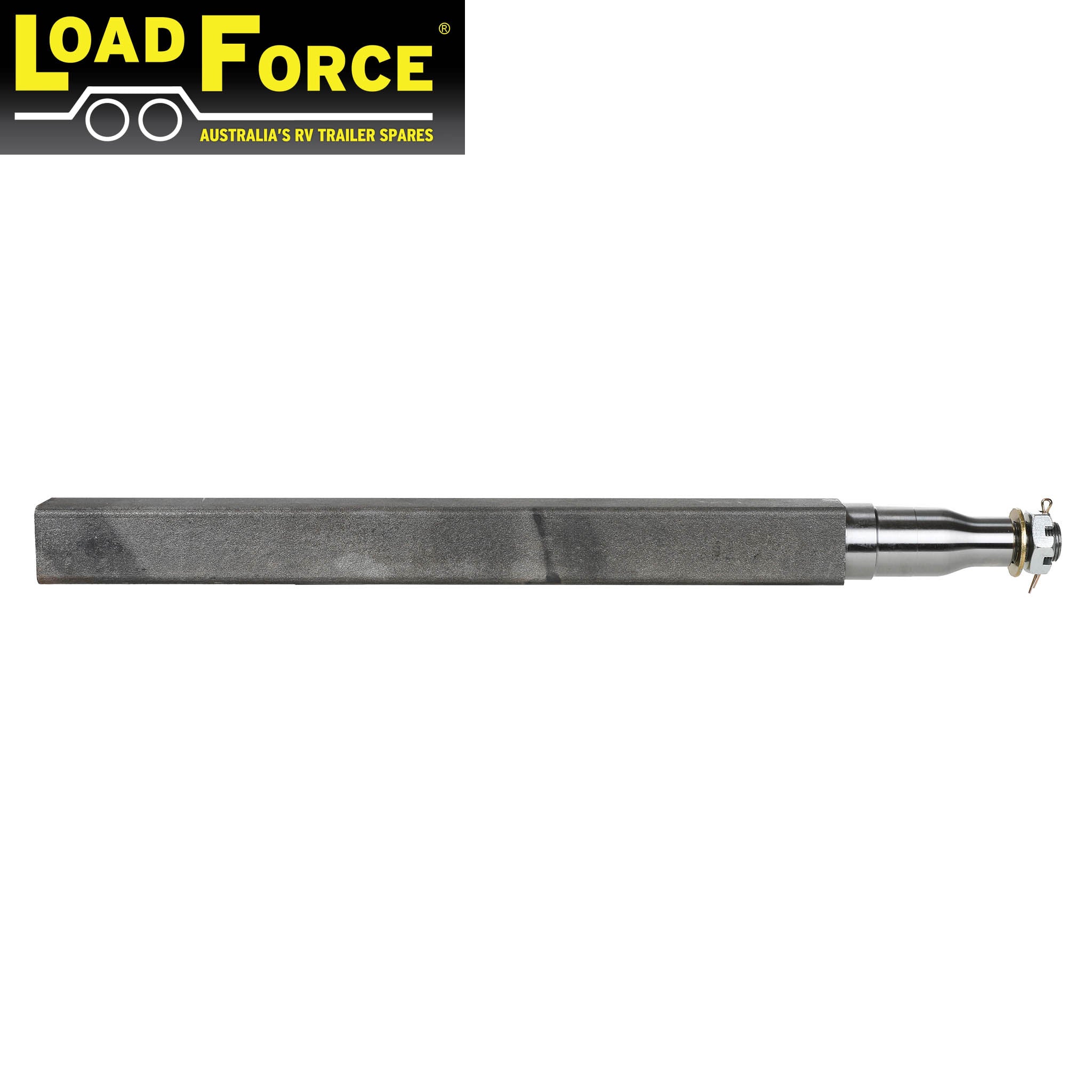 Stub Axle 50mm SQ 25 inch US2.5 Bearing Profile with nut, washer & split pin