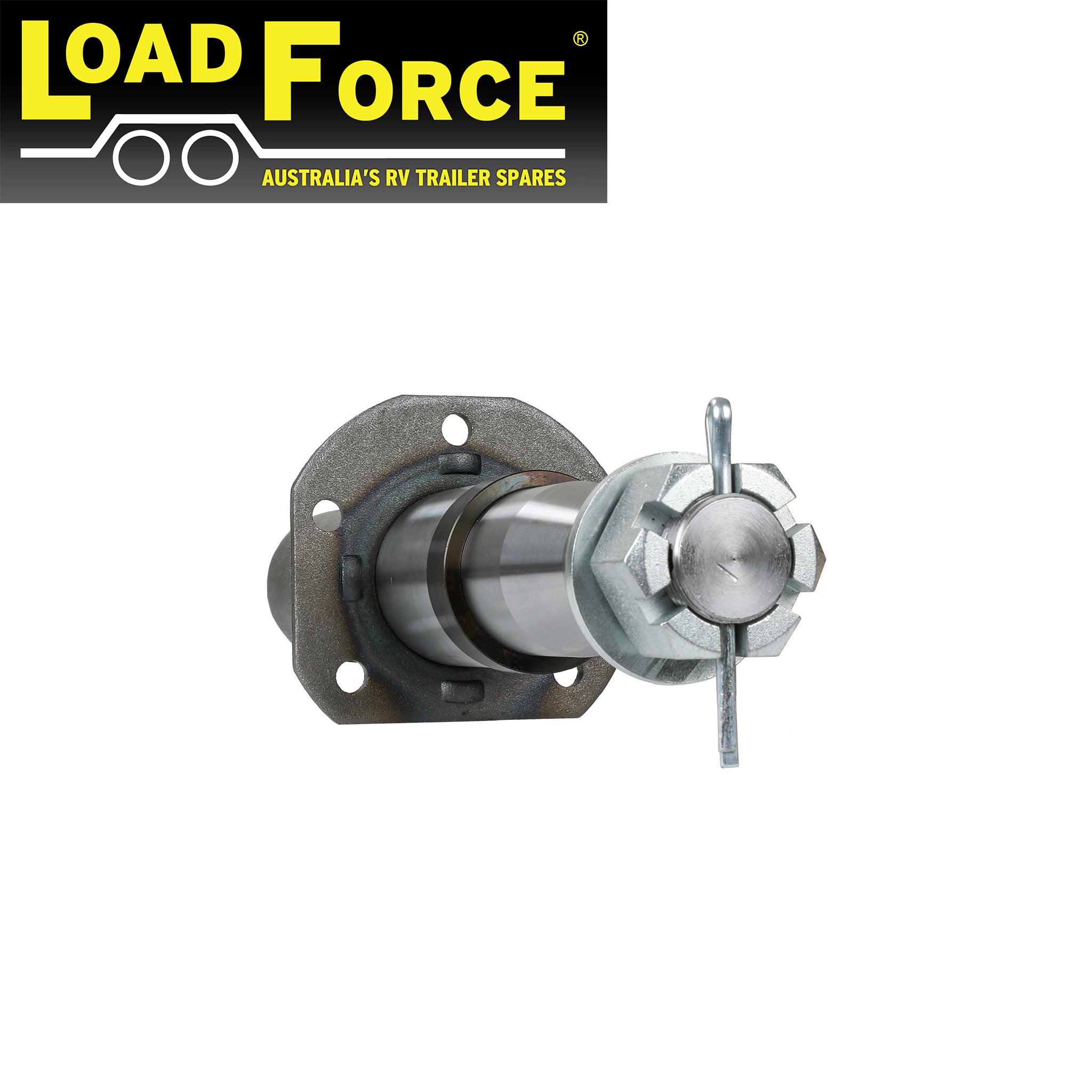 Stub Axle 60mm RD 14 inch A3 Bearing Profile with nut, washer & split pin