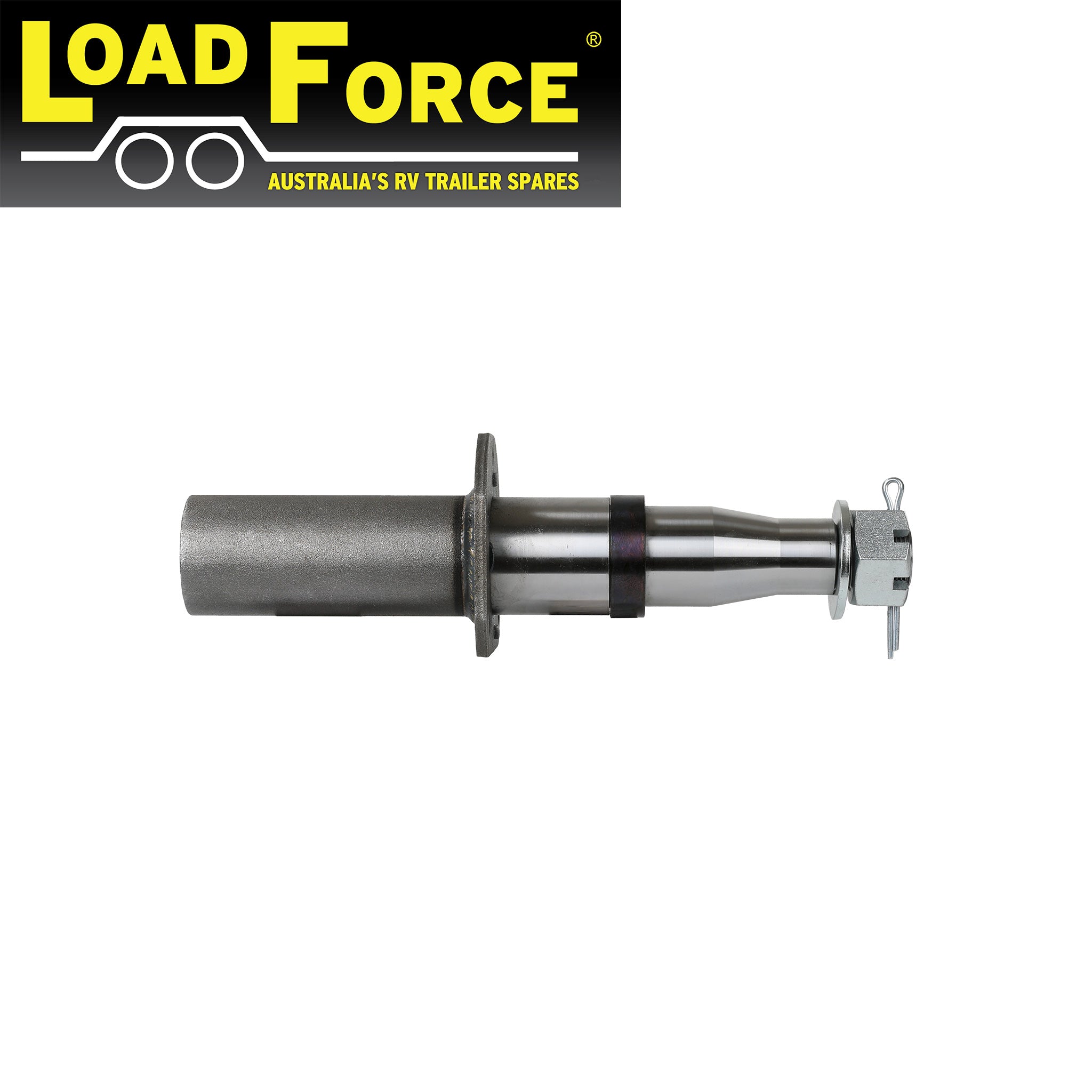 Stub Axle 60mm RD 14 inch A3 Bearing Profile with nut, washer & split pin