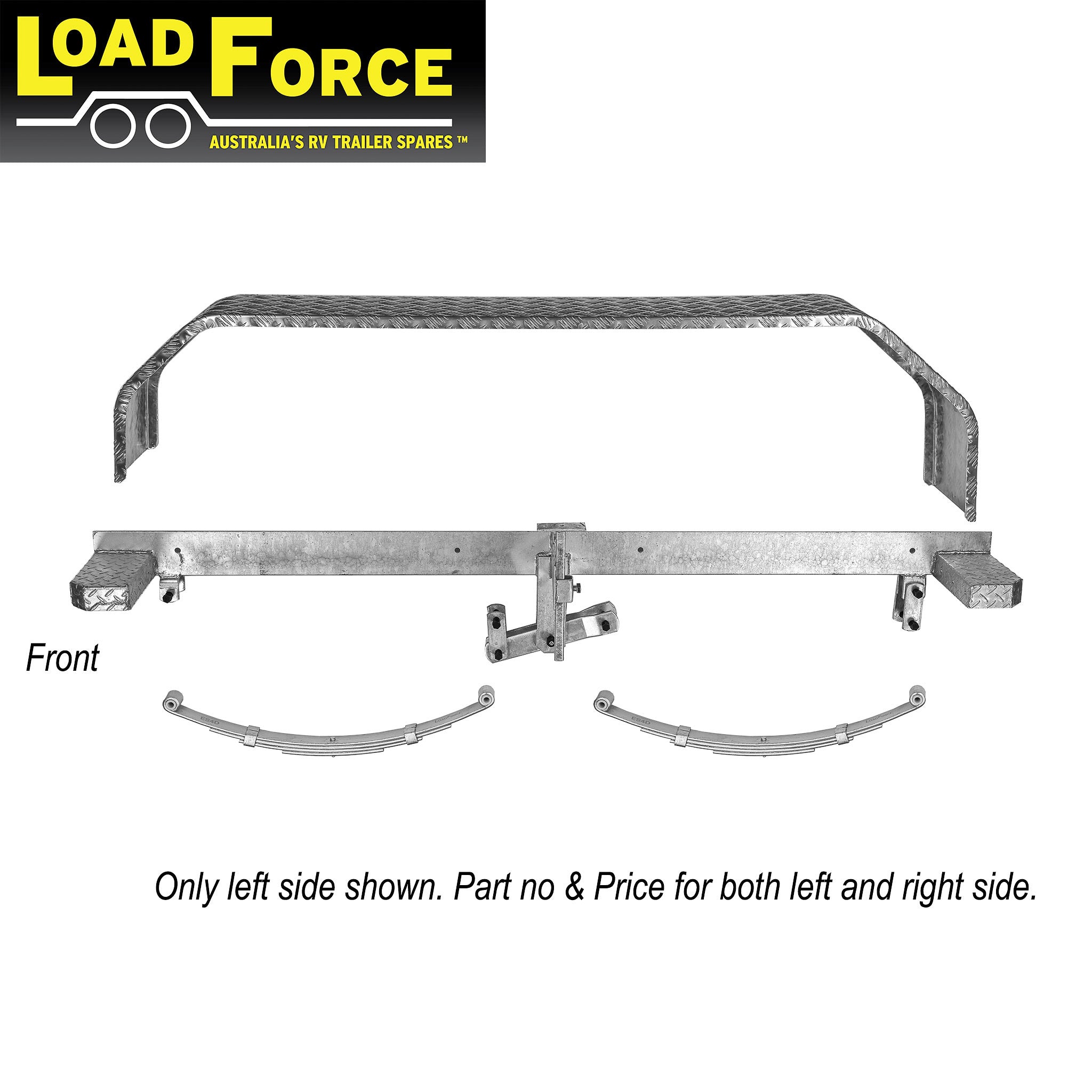 Galvanised suspension beam assembly for a 2200kg rated tandem trailer with 14 inch wheels (pair)