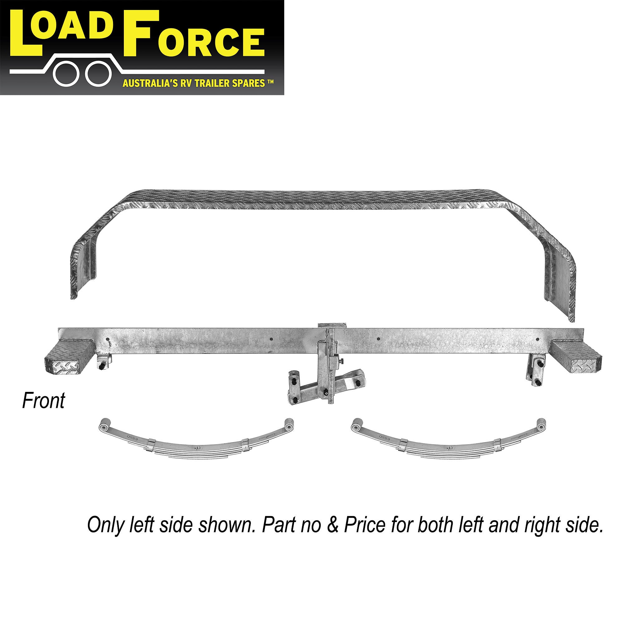 Galvanised suspension beam assembly for a 2600kg rated tandem trailer with 14 inch wheels (pair)