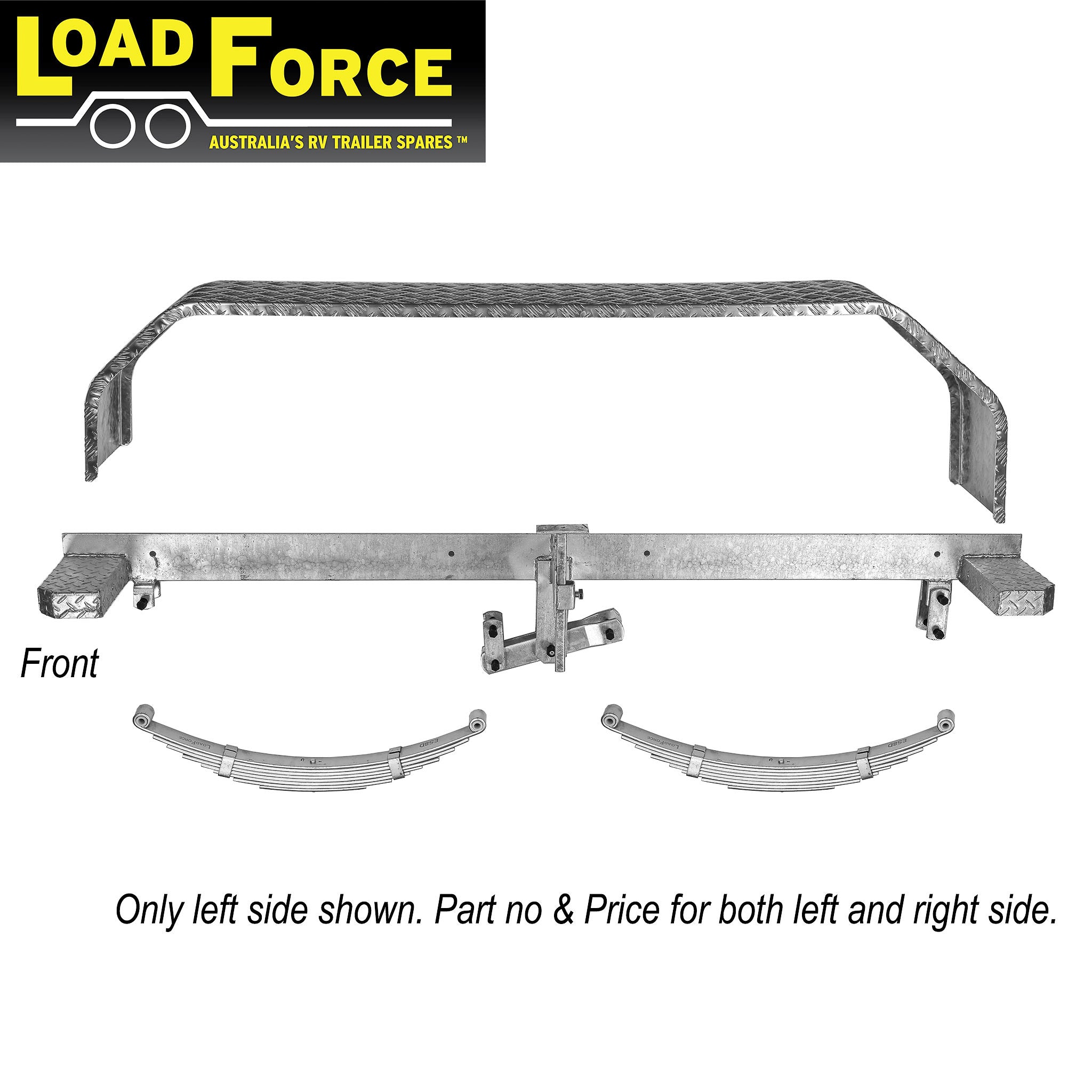 Galvanised suspension beam assembly for a 3800kg rated tandem trailer with 15 inch wheels (pair)