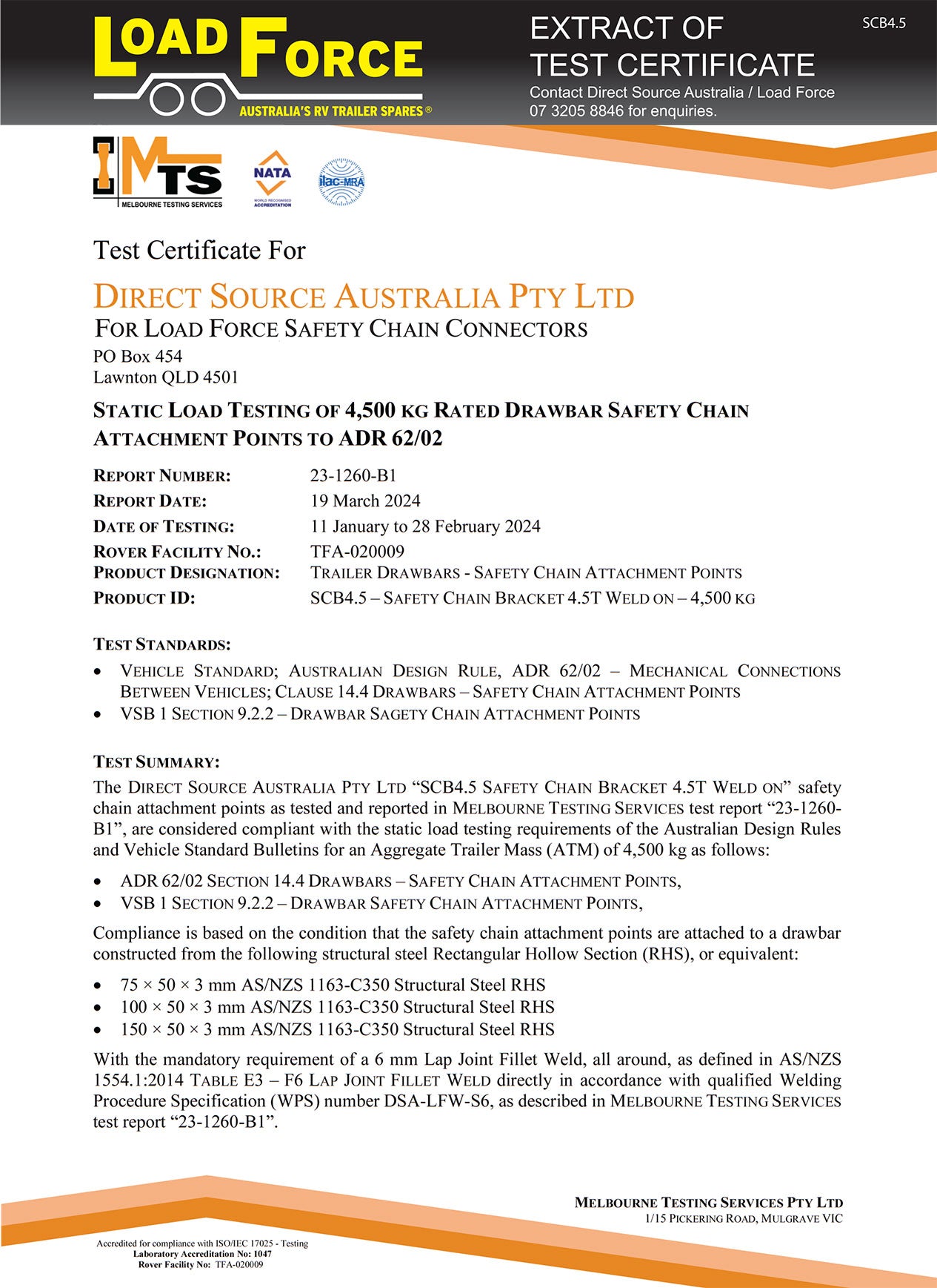 Safety Chain Bracket 4.5 Tonne Weld On - Trailer Spares Direct
