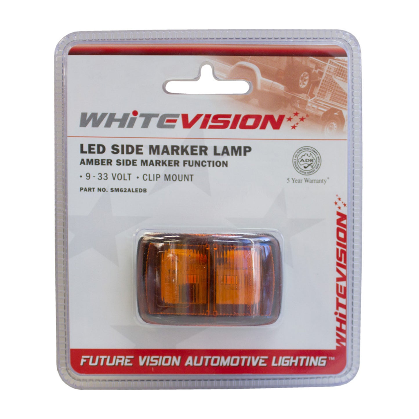 Side Marker Lamp Amber 9-33v 0.5m Cable - Trailer Spares Direct