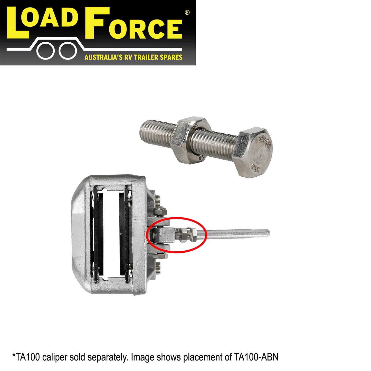 Adjuster Bolt and Nut - Arm of TA100 Mechanical Brake Caliper - Trailer Spares Direct