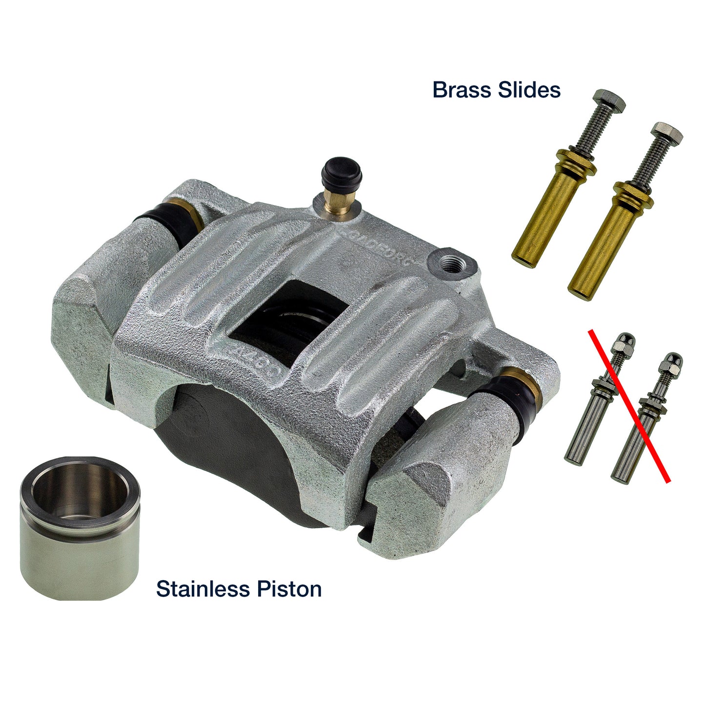 TA400 brake caliper with stainless piston replaces Al-Ko & Trojan MK7