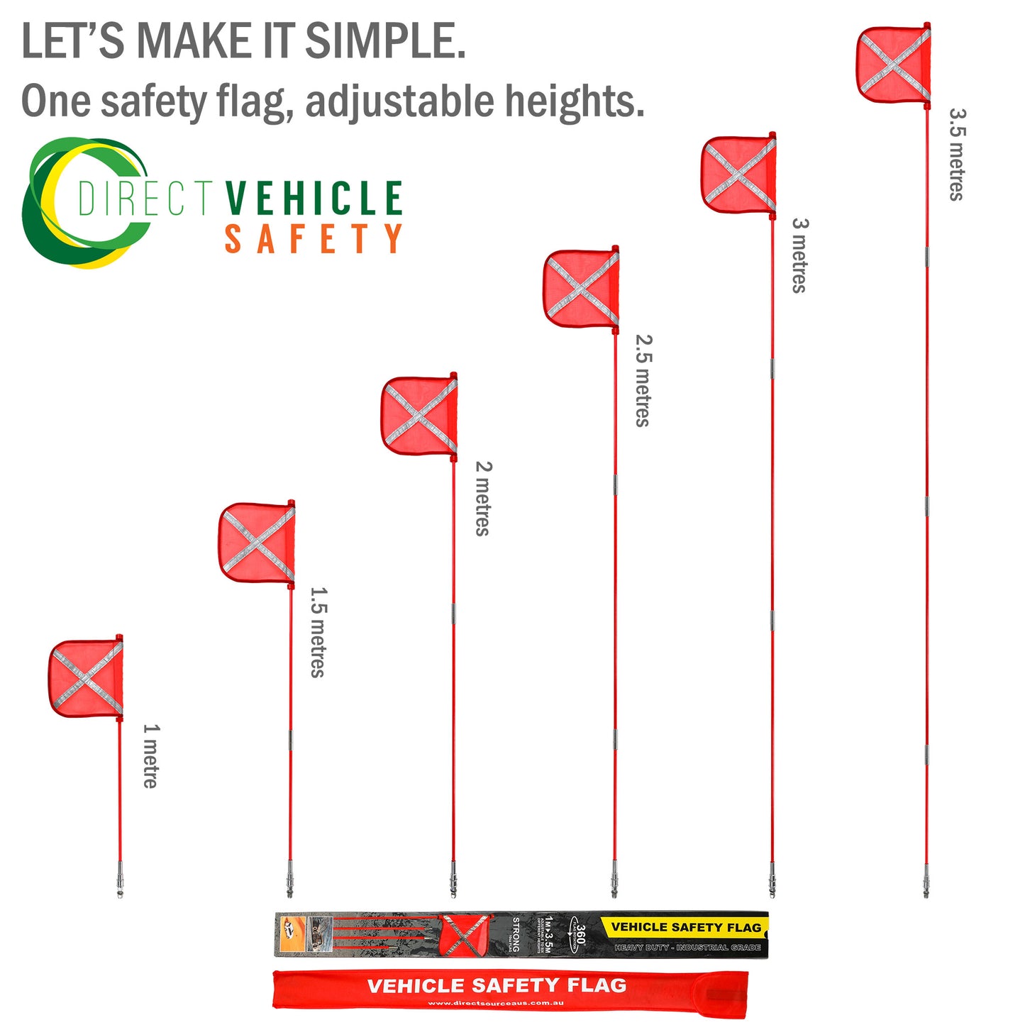 Safety Flag Adjustable Height up to 3.5m - Trailer Spares Direct