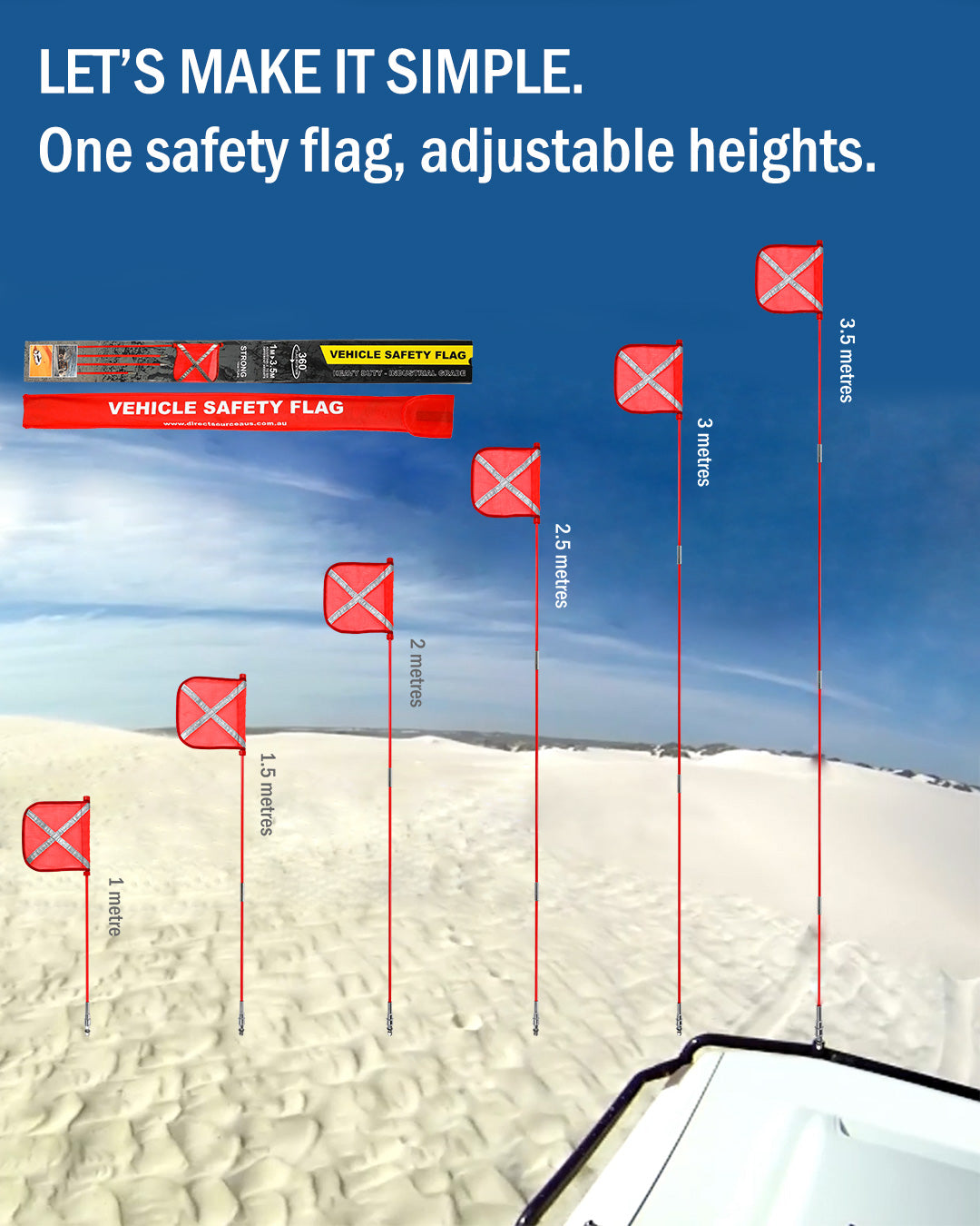 Sand safety flag adjustable heights