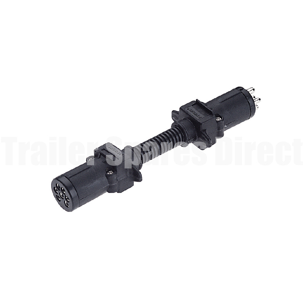 6 pin small round socket to 7 pin flat plug - Trailer Spares Direct