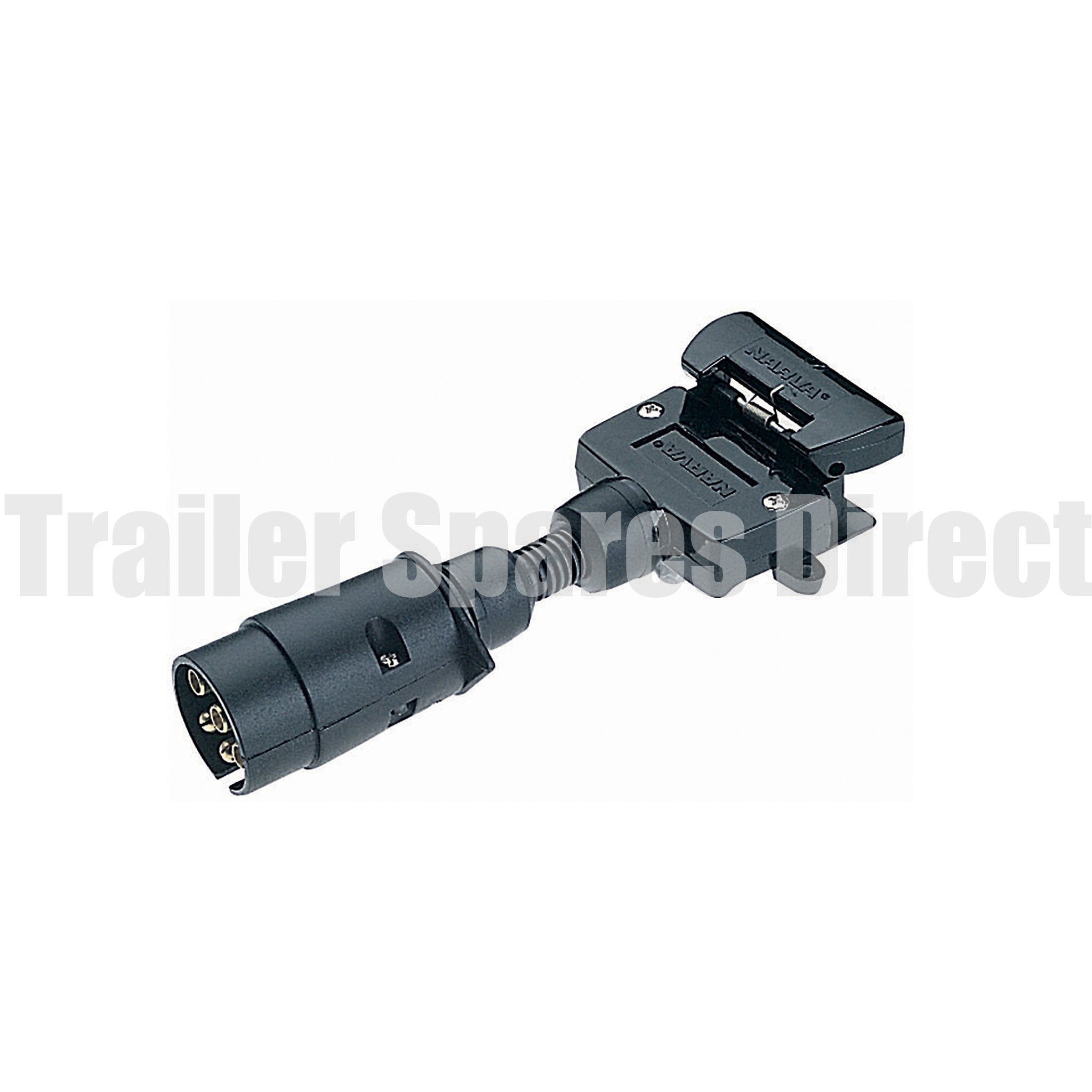 adapter 7 pin large round socket - 7 pin flat plug