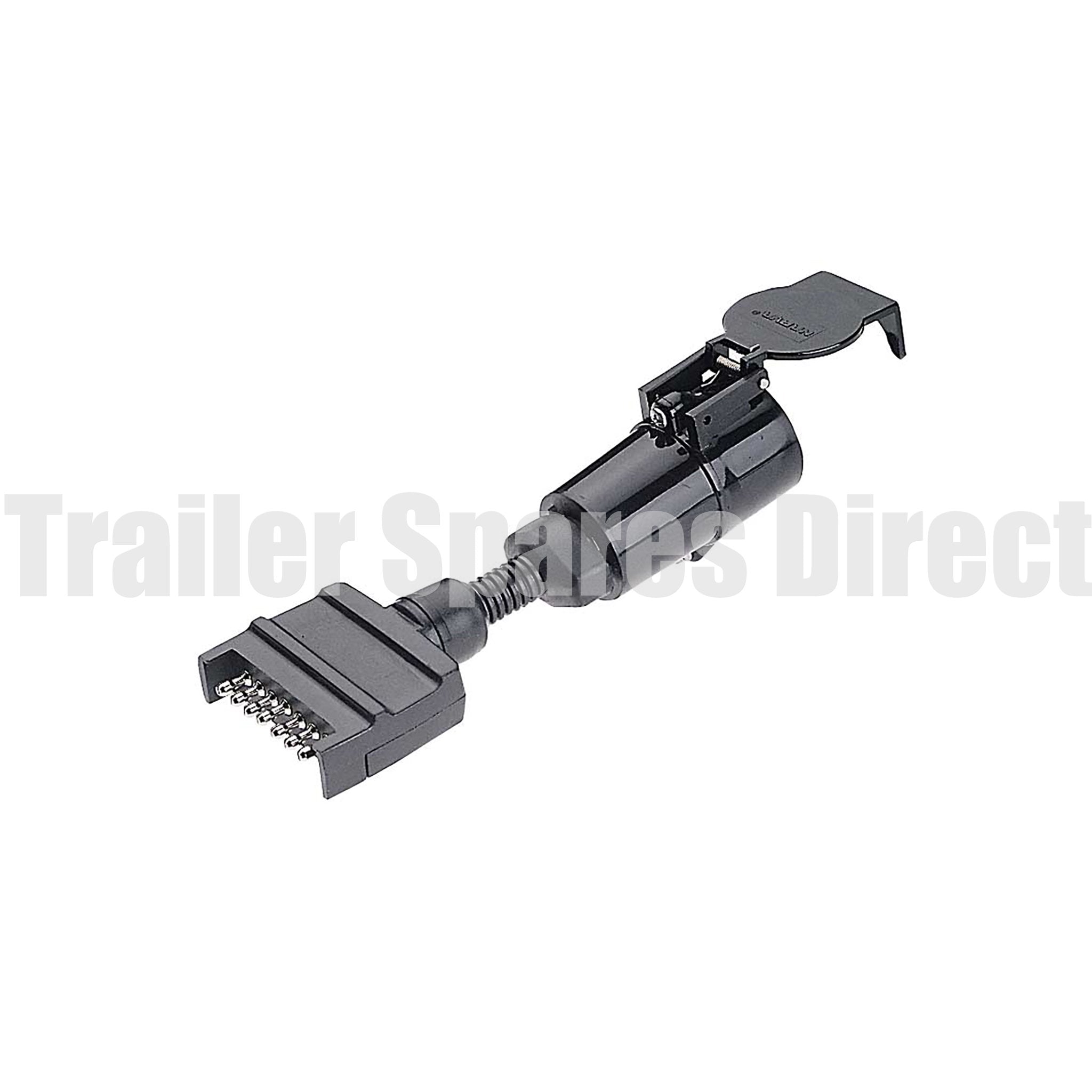 trailer adapter 7 pin flat socket - 7 pin large round plug