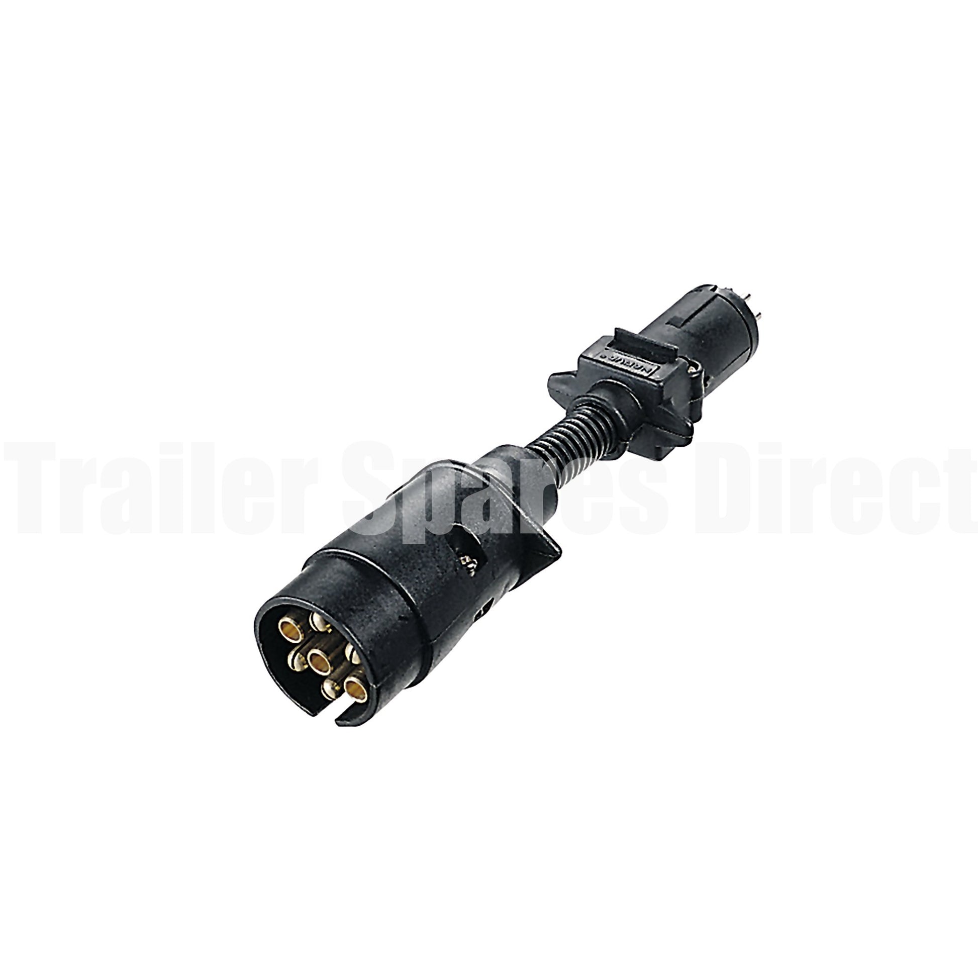 7 pin large round socket to 7 pin small round plug - Trailer Spares Direct