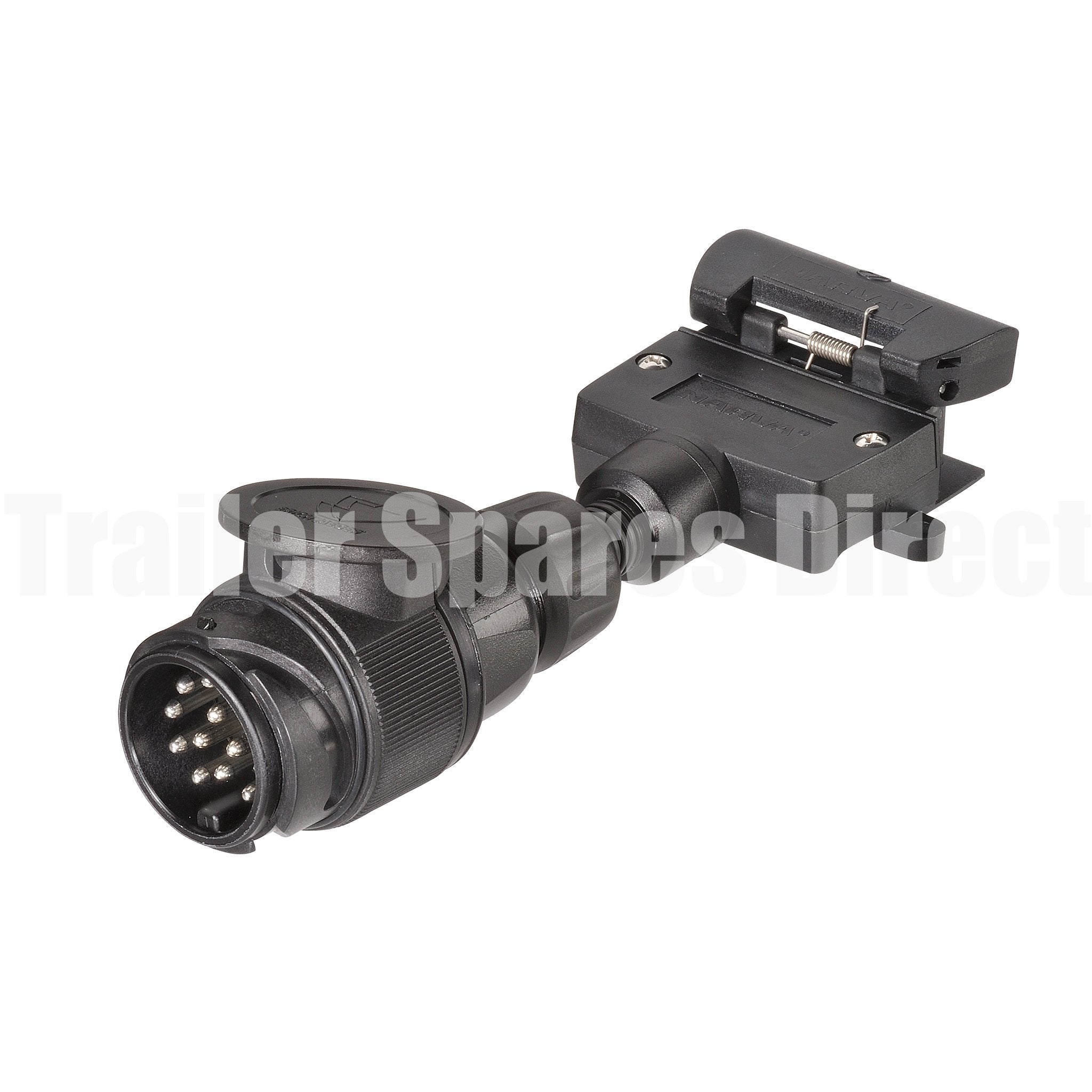 Narva trailer plug adaptor from 13 pin round euro socket to 7 pin flat plug