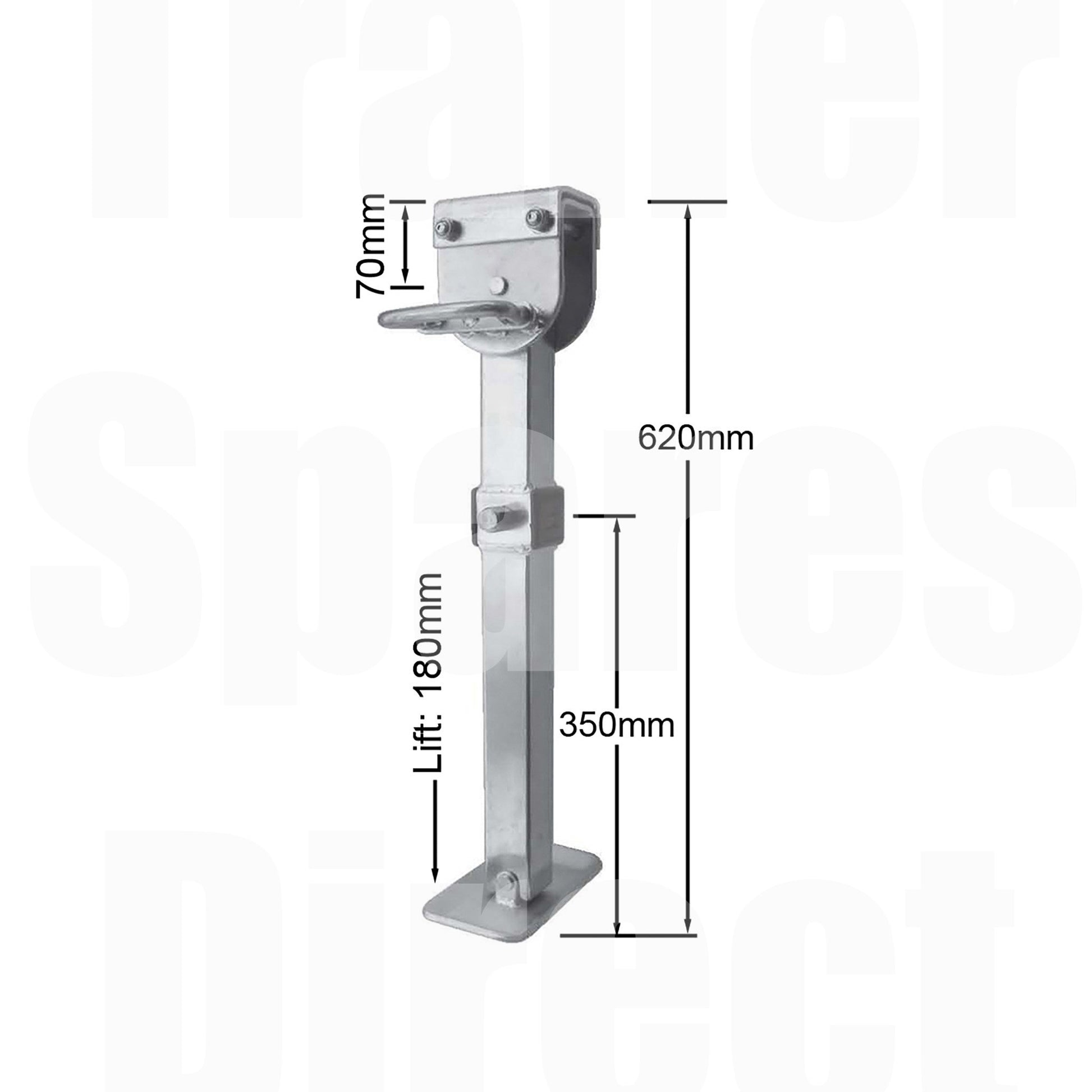 620mm quick release adjustable landing leg with large steel foot - Trailer Spares Direct