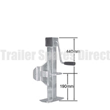 Side winding adjustable stand with swivel bracket - capacity 750kg - Trailer Spares Direct