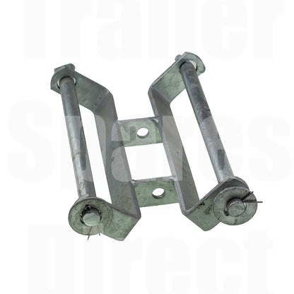 Double Roller Bracket 12 inch Galvanised includes Spindles - Trailer Spares Direct
