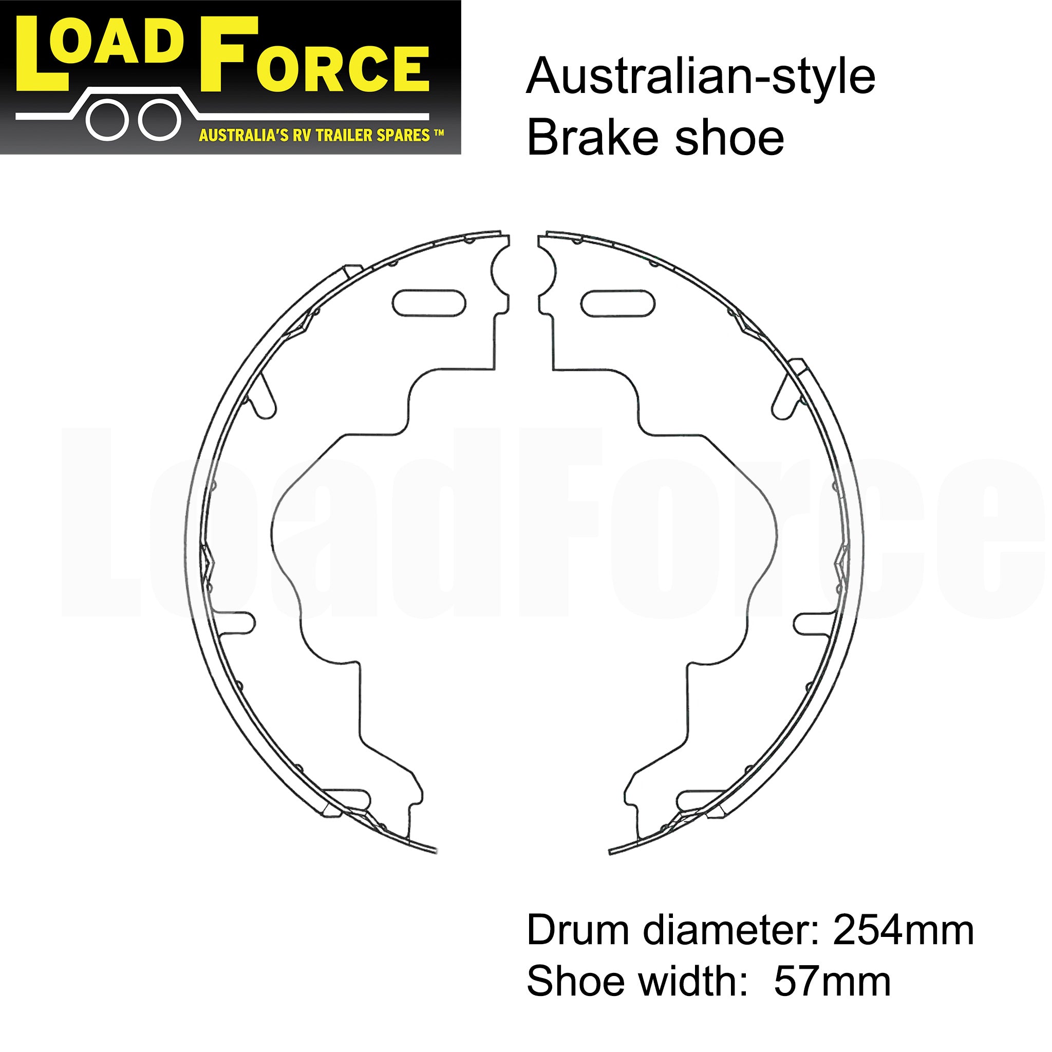 LoadForce 10 x 2.25 inch standard Australian electric brake shoe set of 4