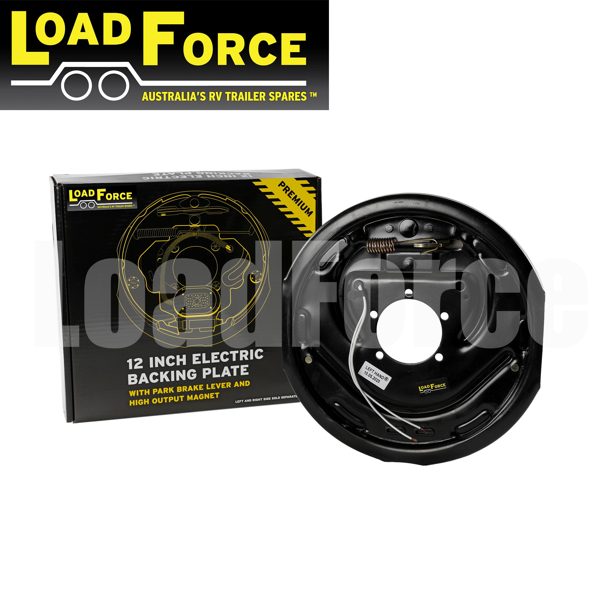 LoadForce 12 inch left hand electric backing plate assembly with park brake