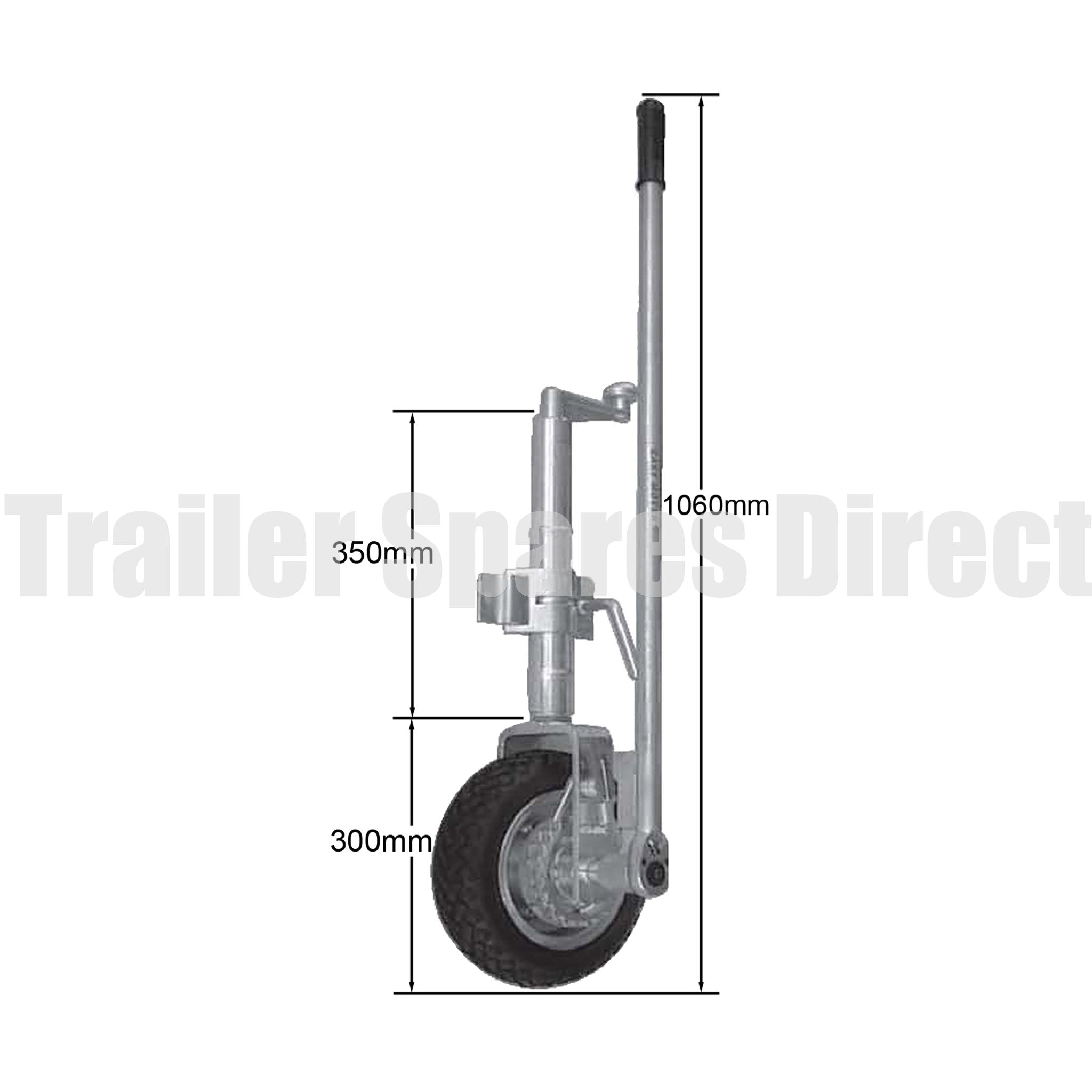 10 inch ratchet driven solid rubber jockey wheel with clamp