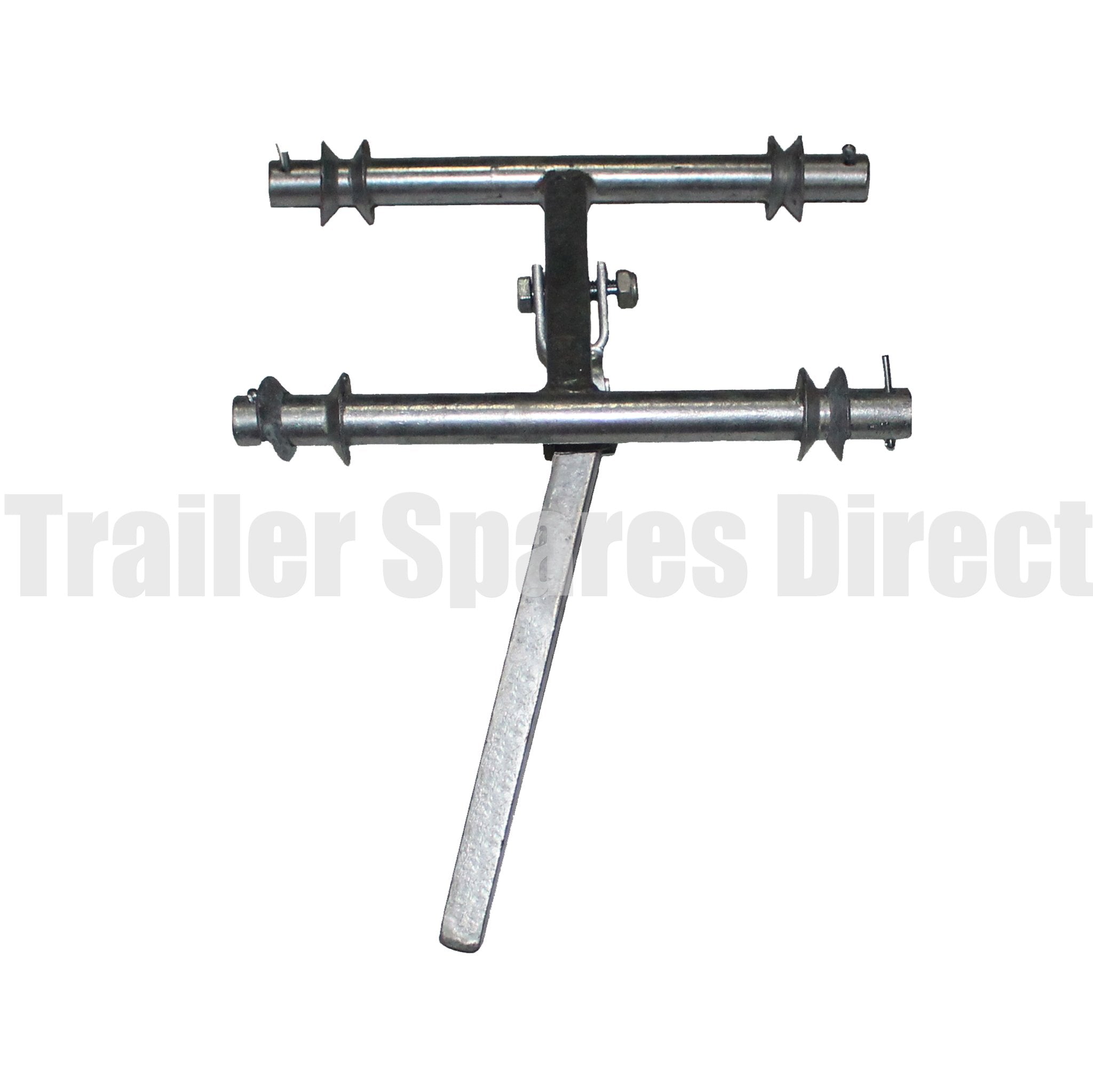 Boat trailer quad wobble roller bracket assembly