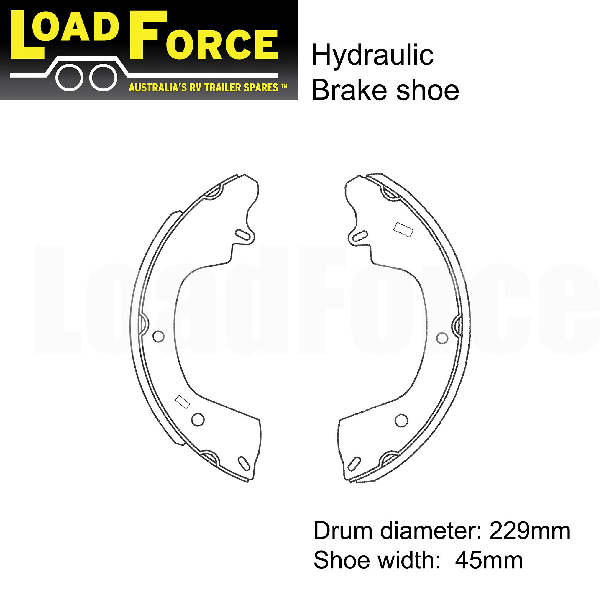 LoadForce 9 inch x 1.75 inch hydraulic brake shoe. Set of 4