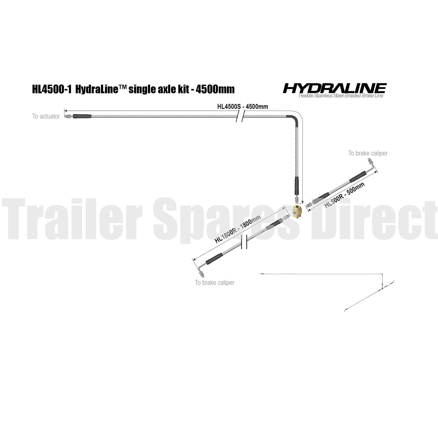Single axle HydraLine kit with 4500mm lead line - Trailer Spares Direct