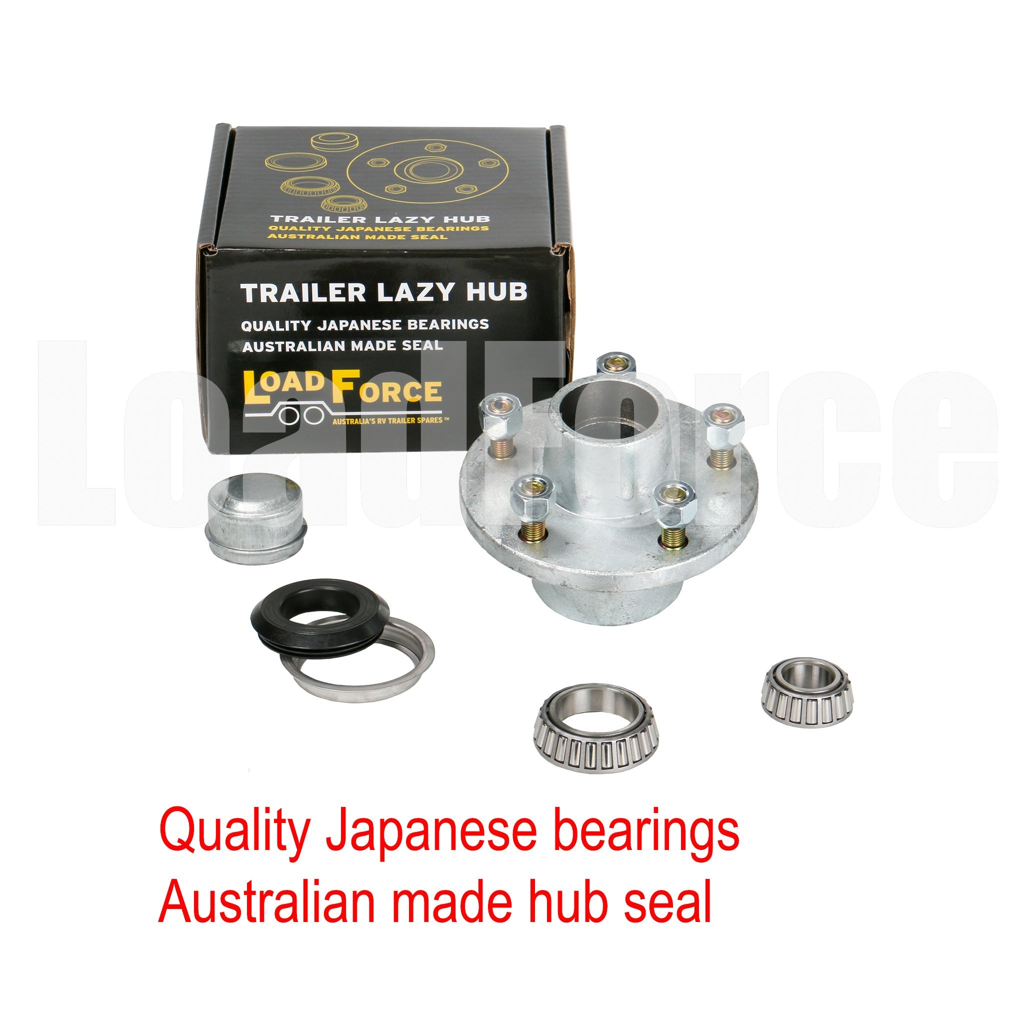 5.5 inch (140mm) Lazy hub assembly galvanised HT stud LM bearing for 8 ...