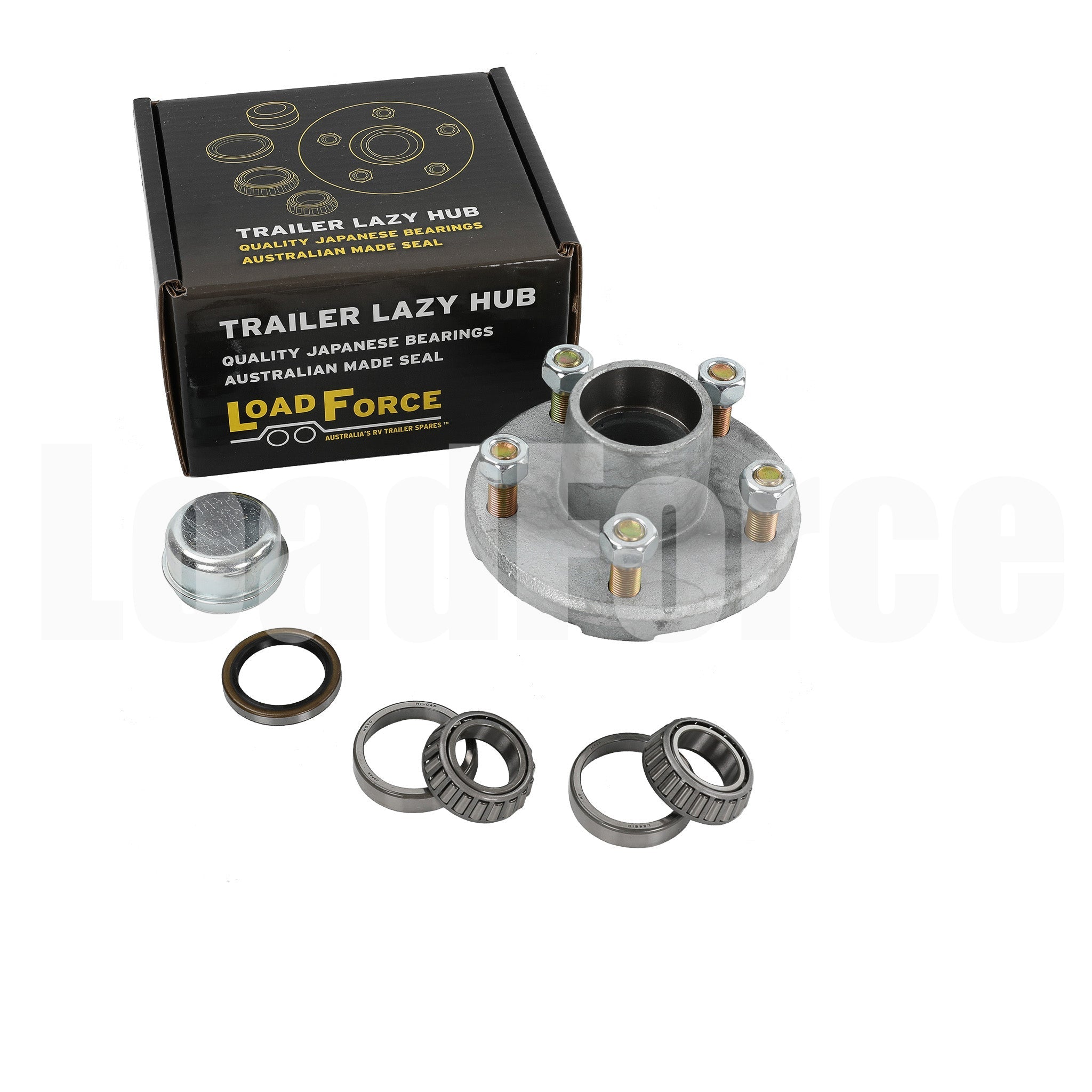 LoadForce 5.5 inch hub assembly 5 stud, 4.5inch PCD (Ford) galvanised USA 2000lb axles