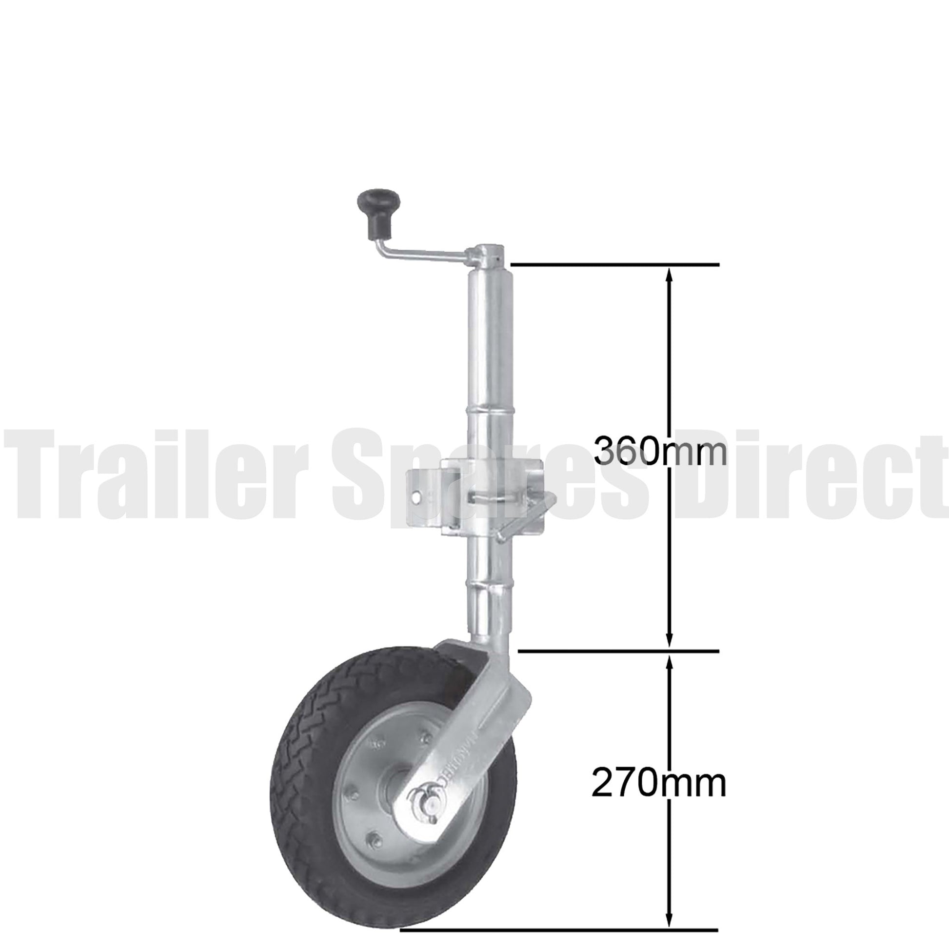 10 inch jockey wheel clamp-on 650kg load - Trailer Spares Direct