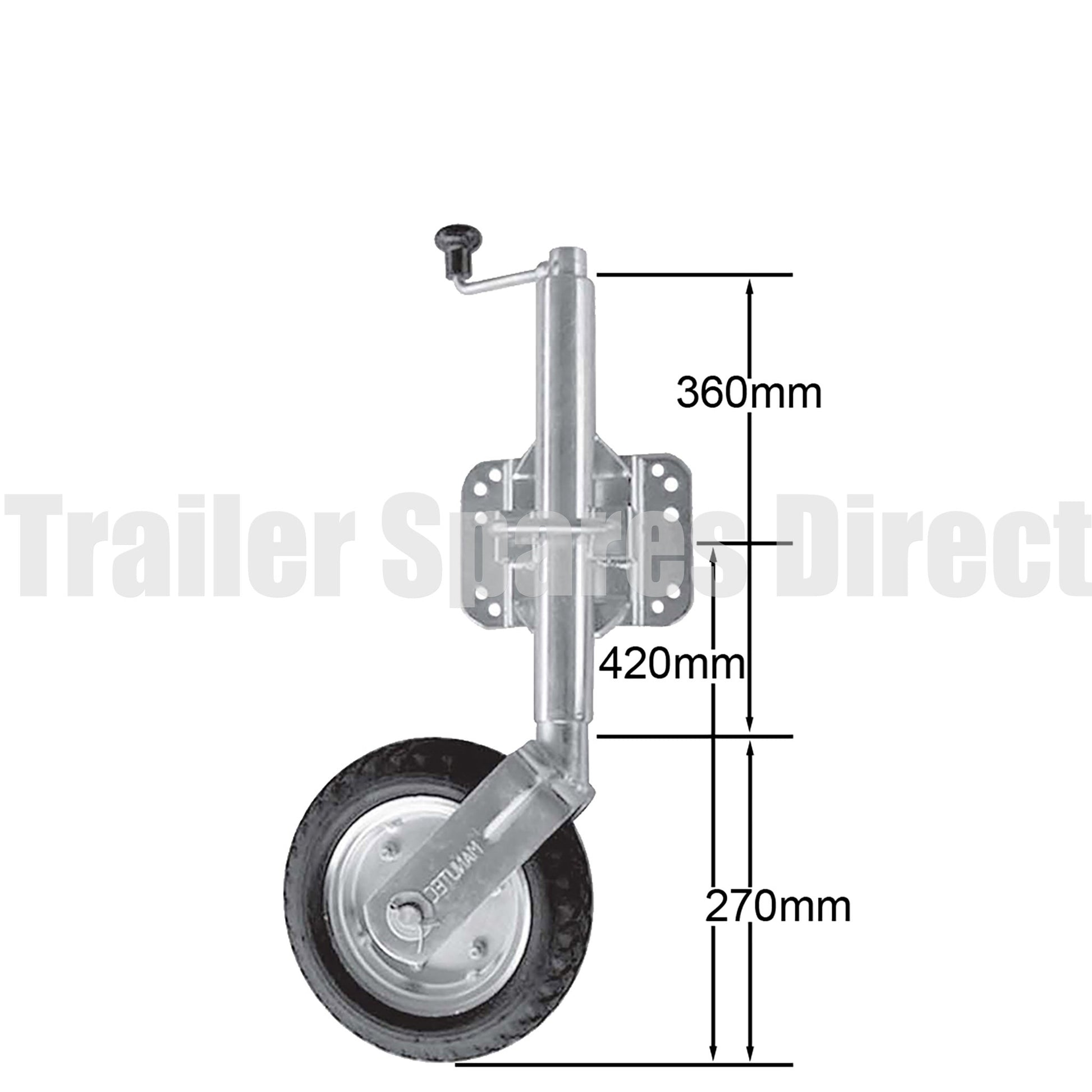 10 inch jockey wheel swing-up u-bolt bracket 850kg - Trailer Spares Direct