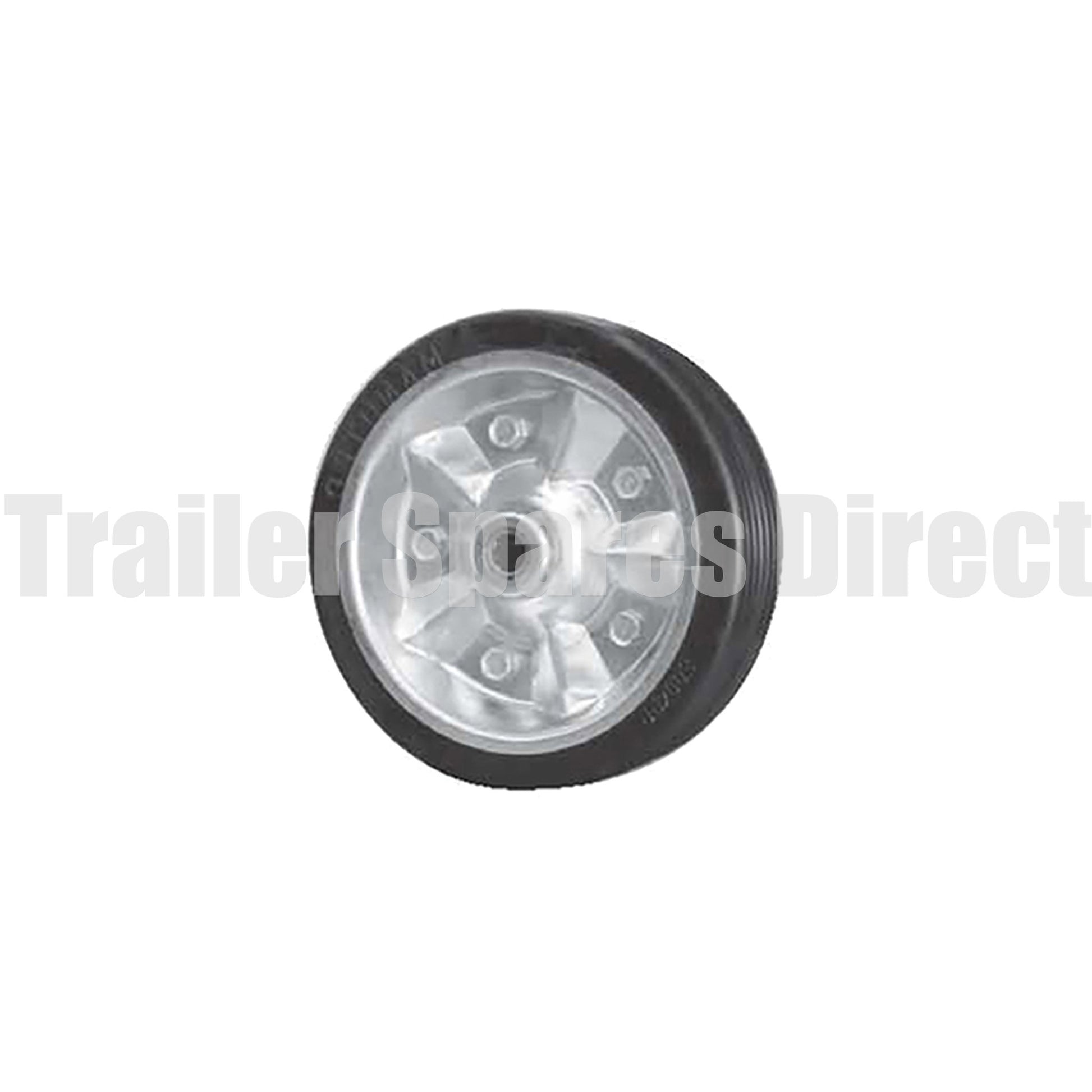 8 inch (200mm) rubber tyre - 16mm zinc centre with roller bearing - Trailer Spares Direct