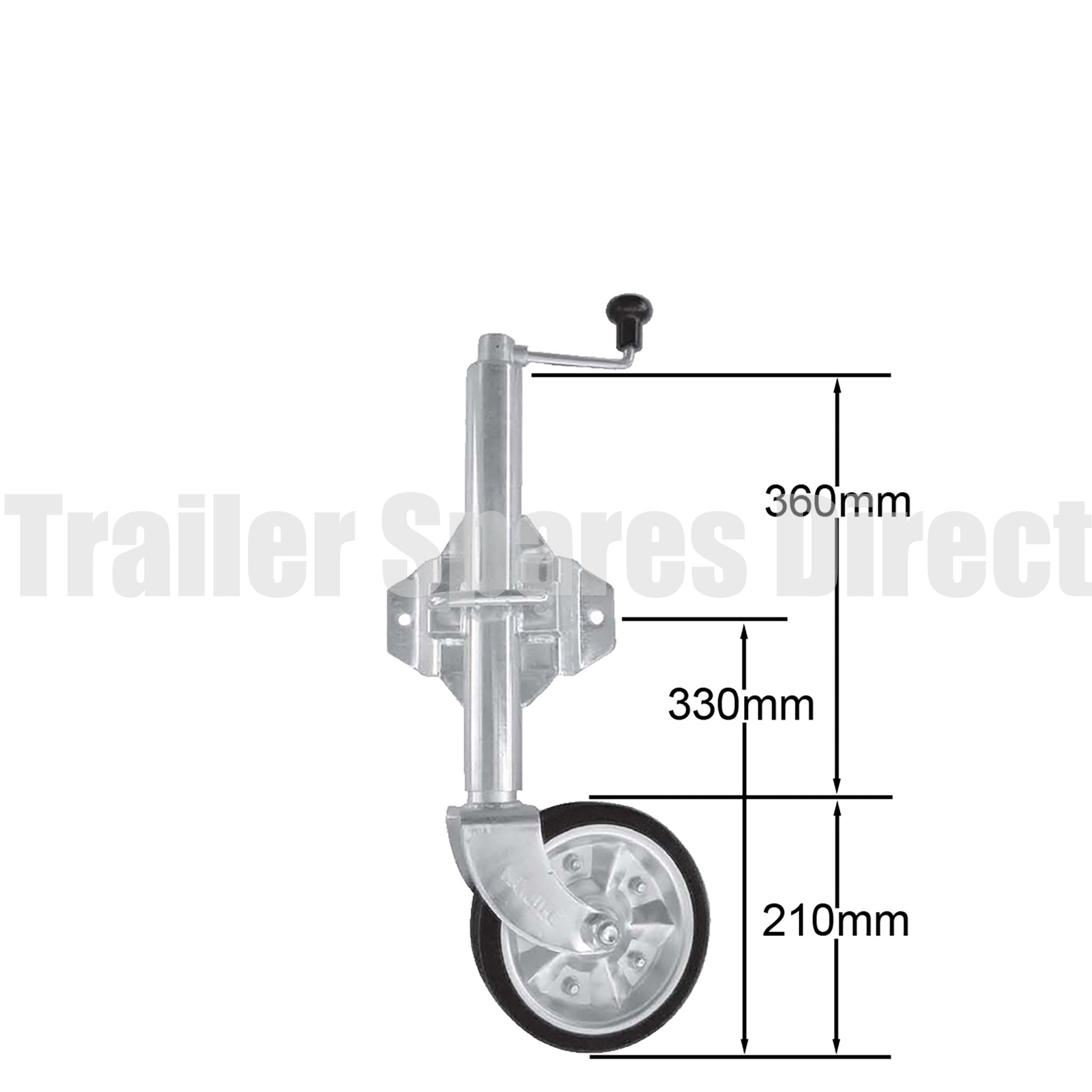 8 inch jockey wheel rubber tyre with swivel bracket