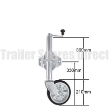 8 inch jockey wheel - rubber tyre swivel bracket - weld or bolt-on - Trailer Spares Direct